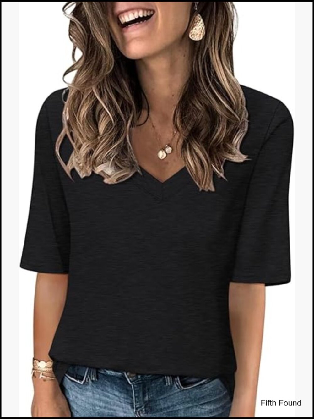 V-Neck Half Sleeve T-Shirt, Regular Fit, Lightweight Stretch Fabric